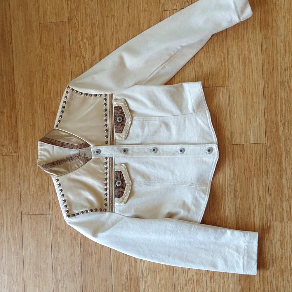 Cache Cream Studded Jean Jacket